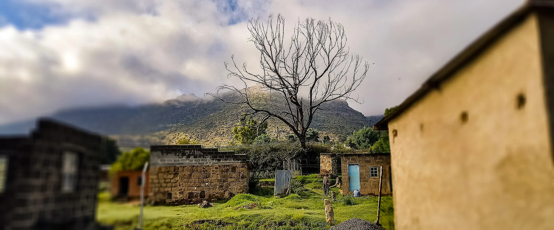 Bâtiment historique en pierre dans le quartier culturel de Morija, au Lesotho.