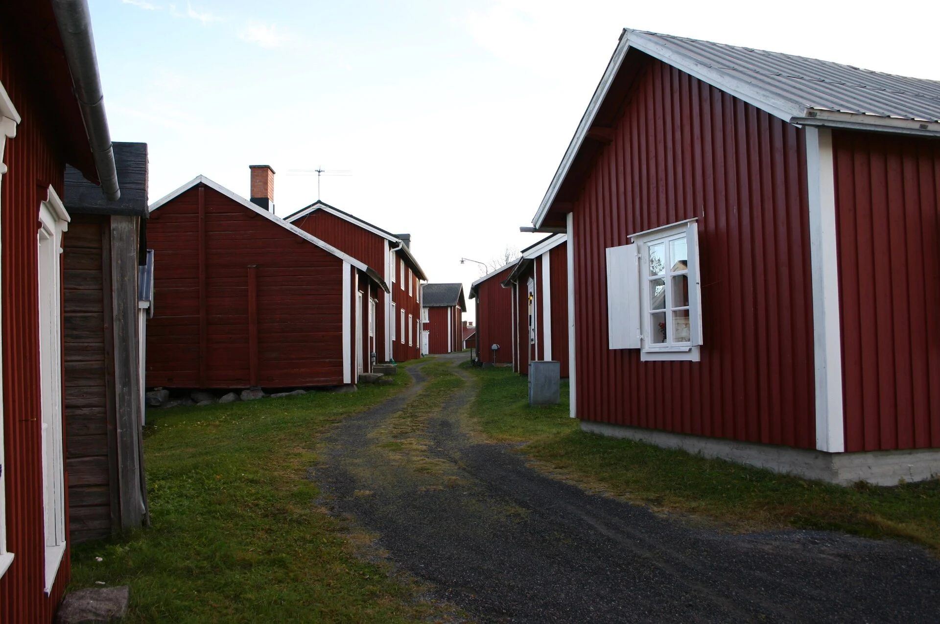 Edifício rural tradicional e ovelhas no museu ao ar livre Hägnan em Gammelstad.