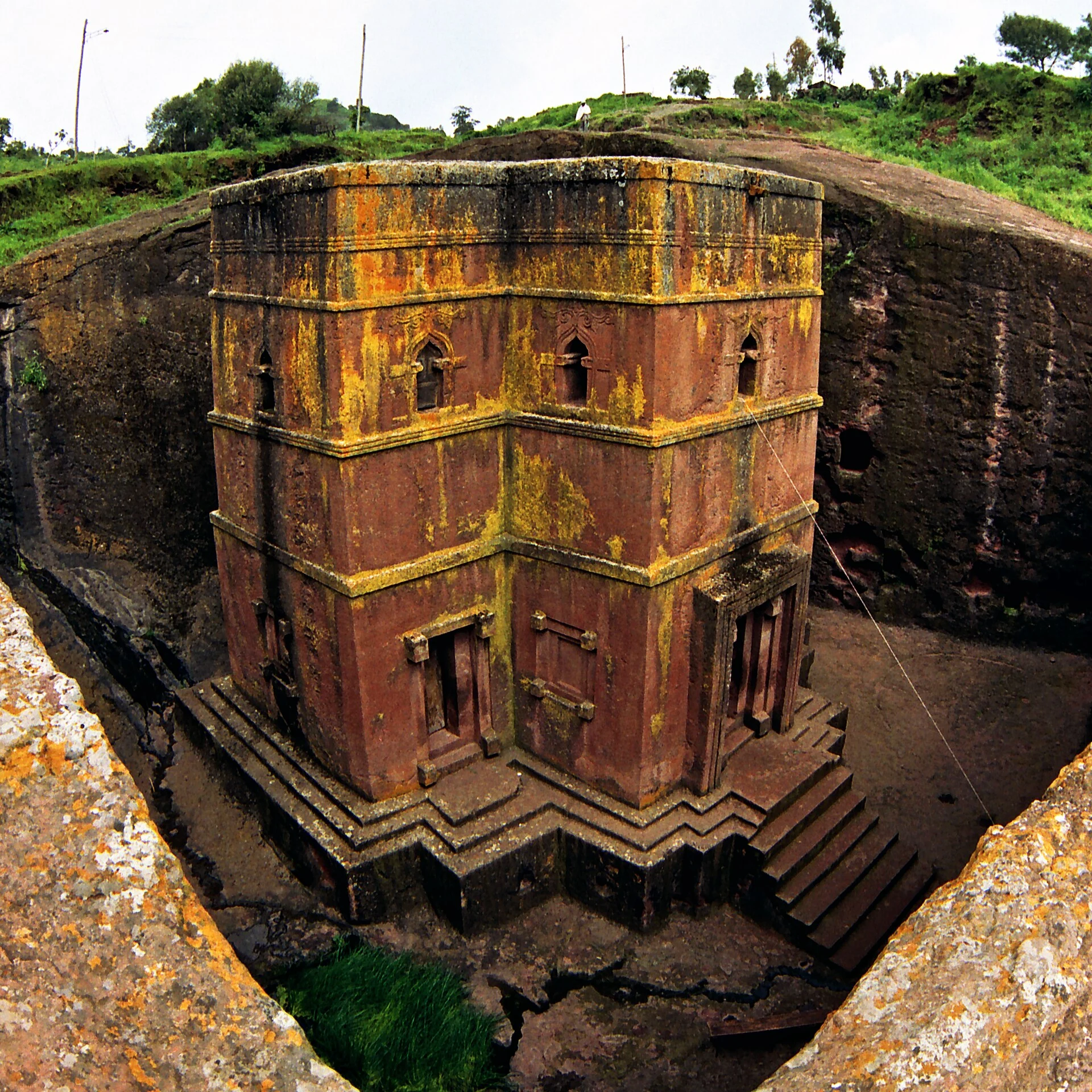 Traditionelles Stadtbild und Rundhäuser nahe Lalibela.
