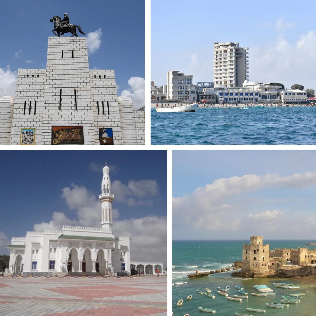Vue identifiée de Mogadiscio, capitale de la Somalie.