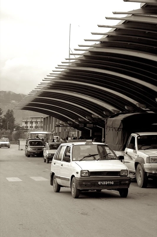 Tribhuvan International Airport in Kathmandu; the image does not indicate current flights.