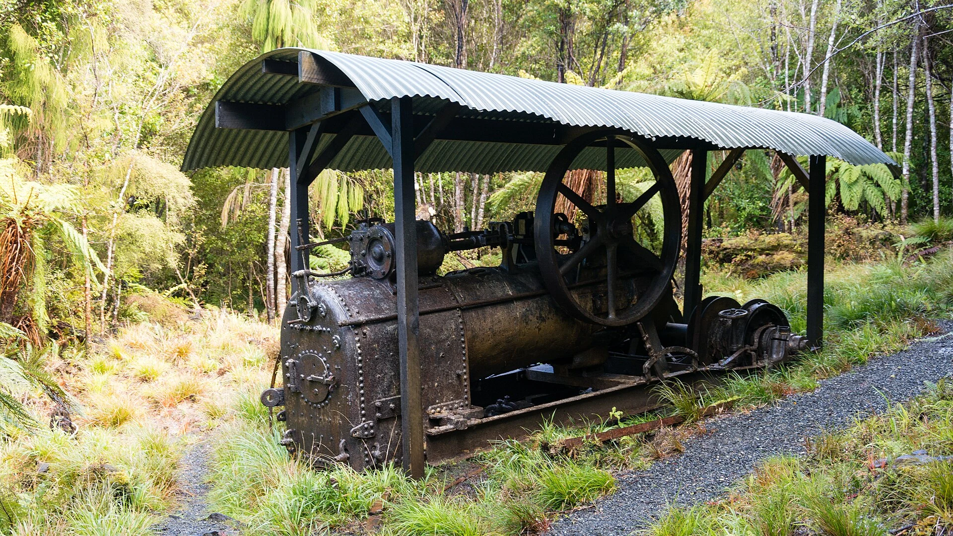 Botas de caminhada e polainas numa trilha de floresta lamacenta.