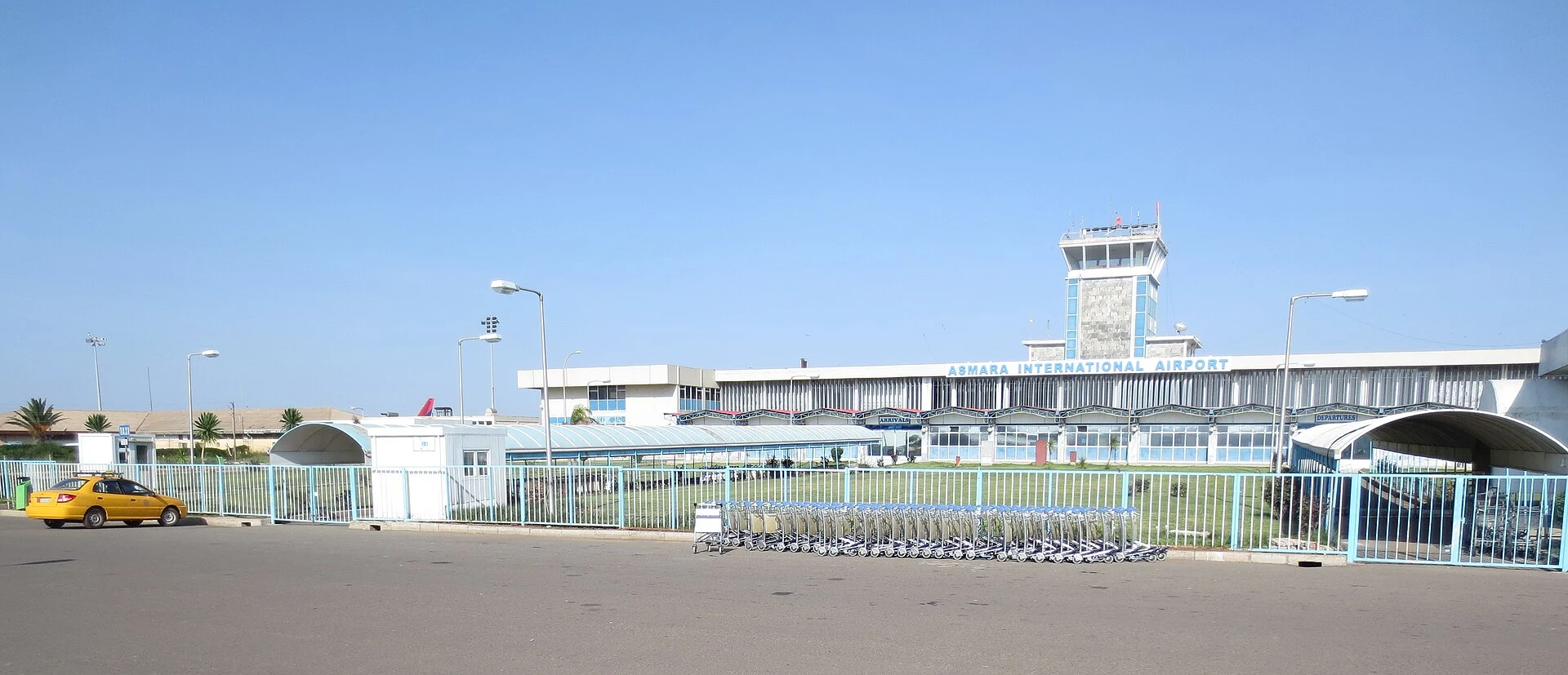 Exterior or terminal area of Asmara International Airport, a reference for travel planning.